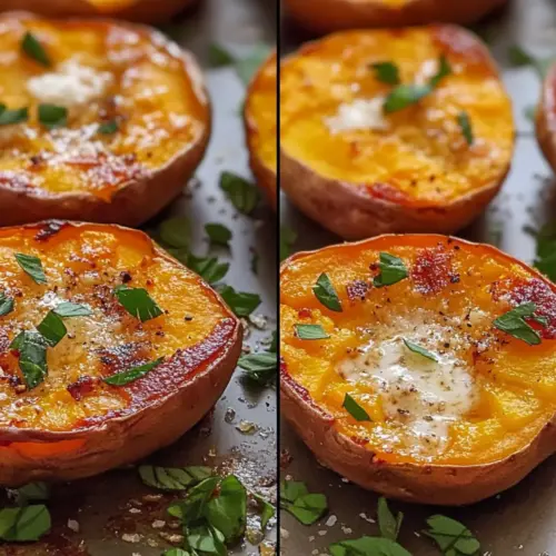 Garlic Butter Smashed Sweet Potatoes