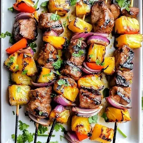 Pineapple BBQ Pork Skewers