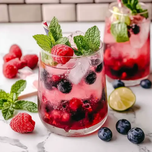 Blueberry Raspberry Mocktail With Mint