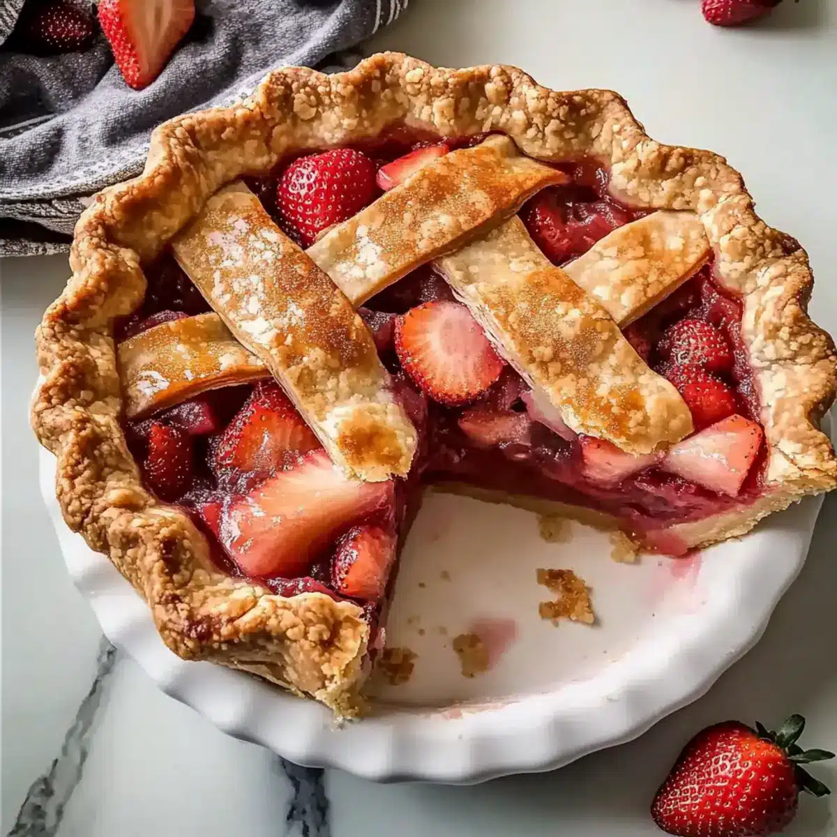 Strawberry Deep Dish Rhubarb Pie