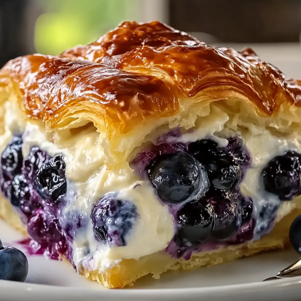 Blueberry Cream Cheese Croissant Casserole