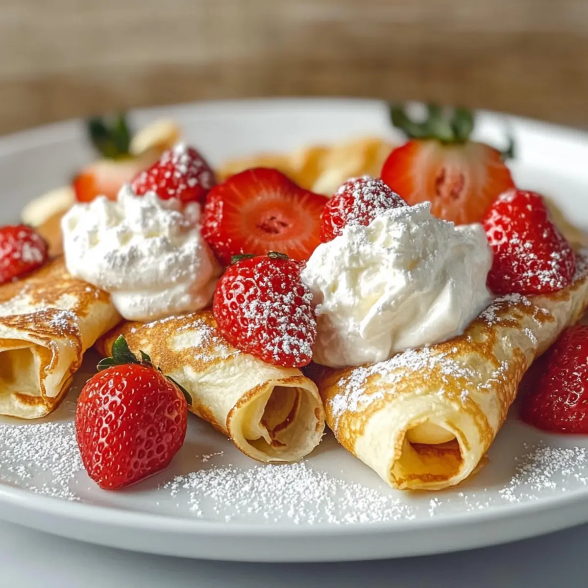 Strawberry & Cream Stuffed Crepes