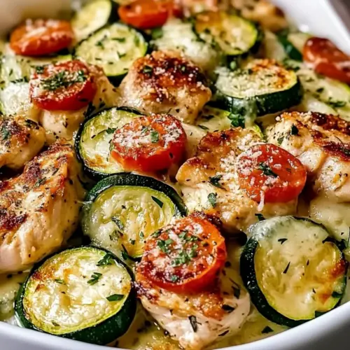 Mediterranean Chicken Zucchini Bake