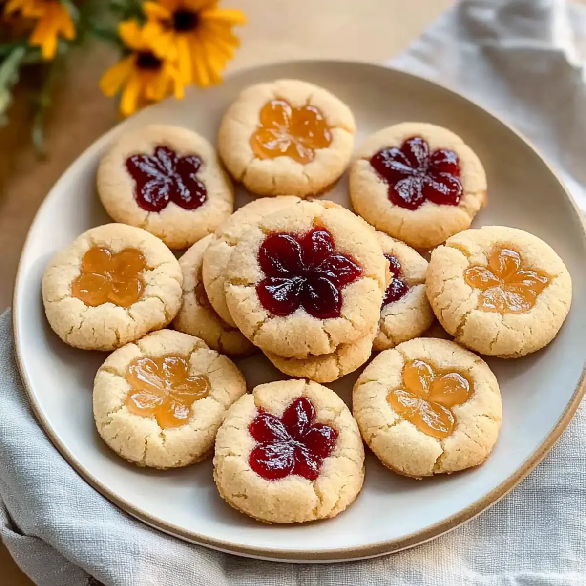 Mother's Day Flower Jam Thumbprint Cookies