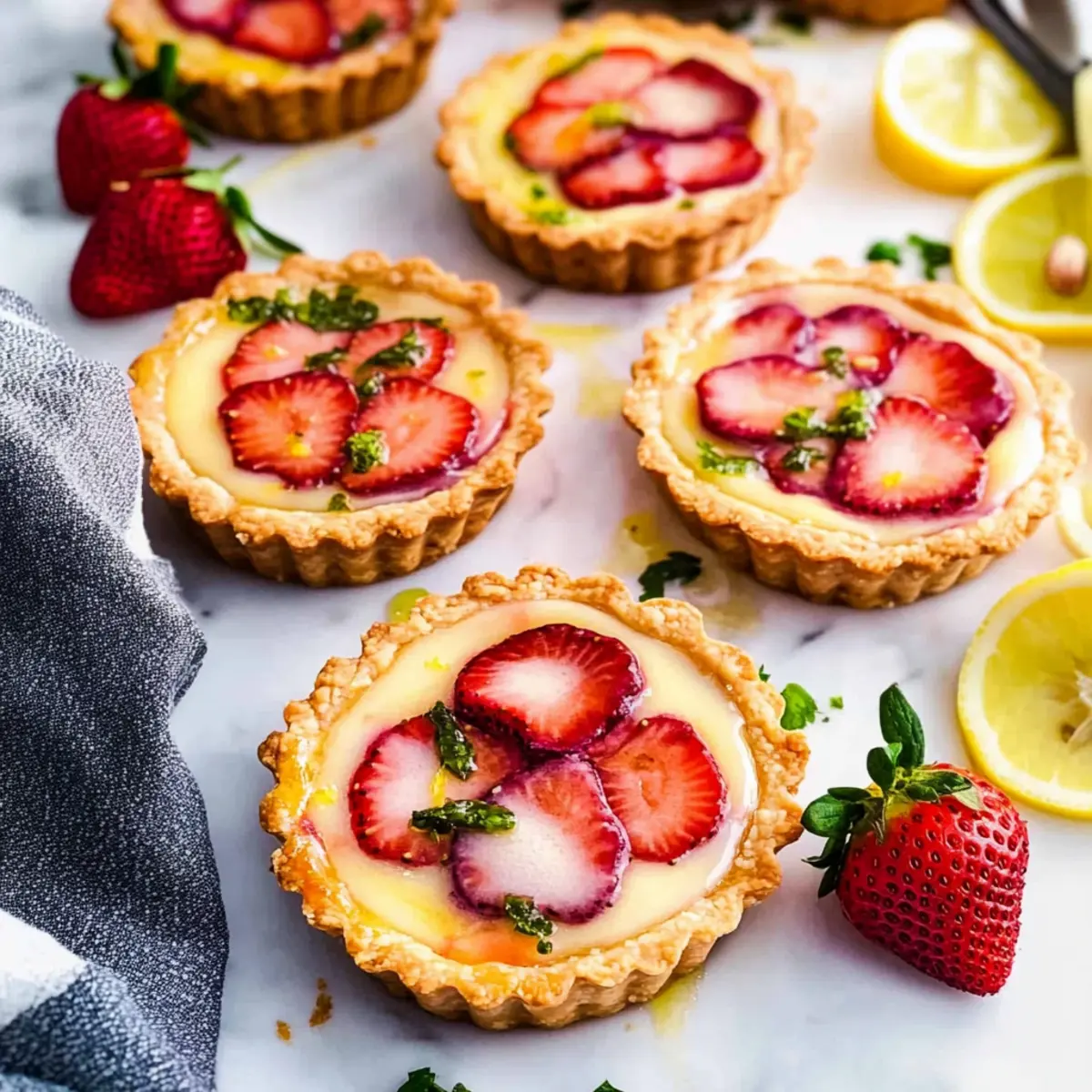 Strawberry Honey Custard Tarts with Lemon Curd