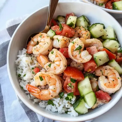 Mediterranean Shrimp and Rice Bowl
