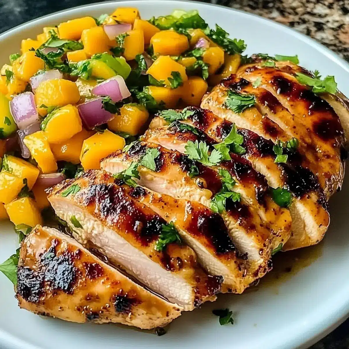 Honey Lime Chicken with Mango Salsa.