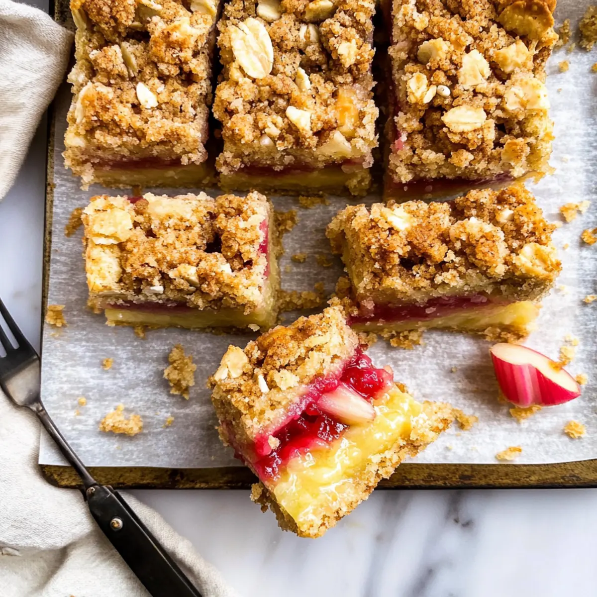 Rhubarb Shortbread Crumble Bars