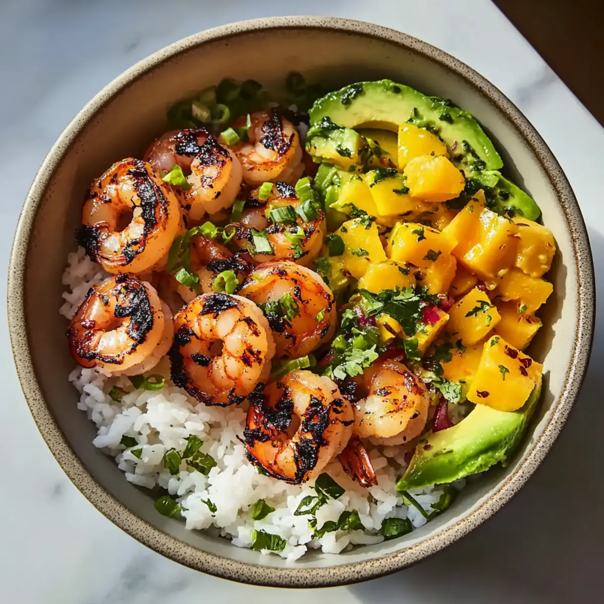 Charred Shrimp and Avocado Bowl