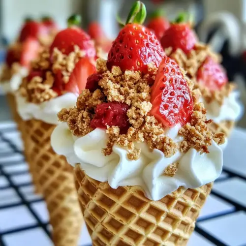 Strawberry Crunch Cheesecake Cones