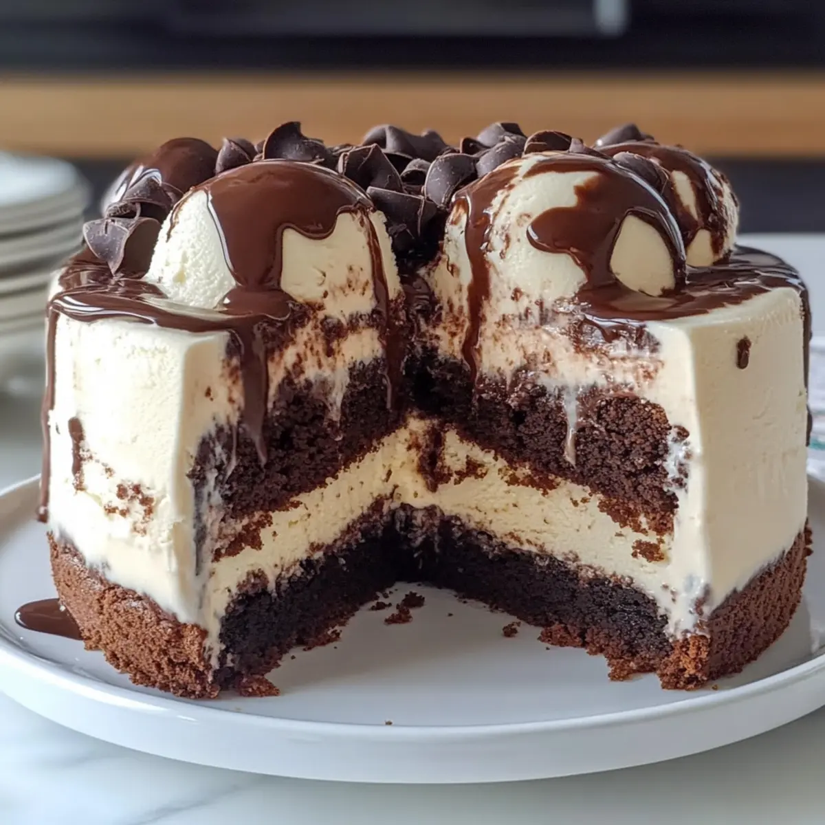 Frozen Brownie Ice Cream Cake Ultimate Chocolate Dessert