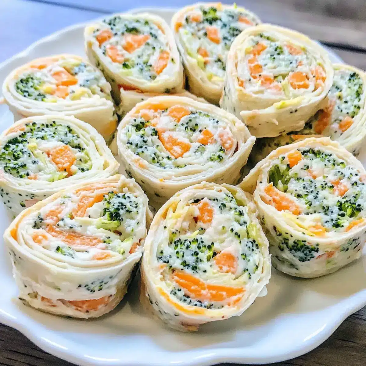 Vegan Veggie Pinwheels with Broccoli and Carrots