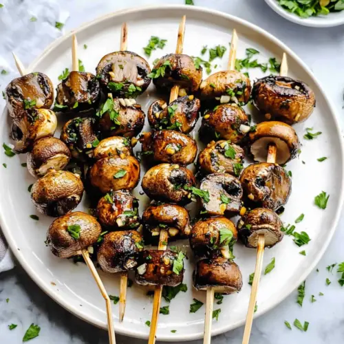 Grilled Garlic Mushroom Skewers