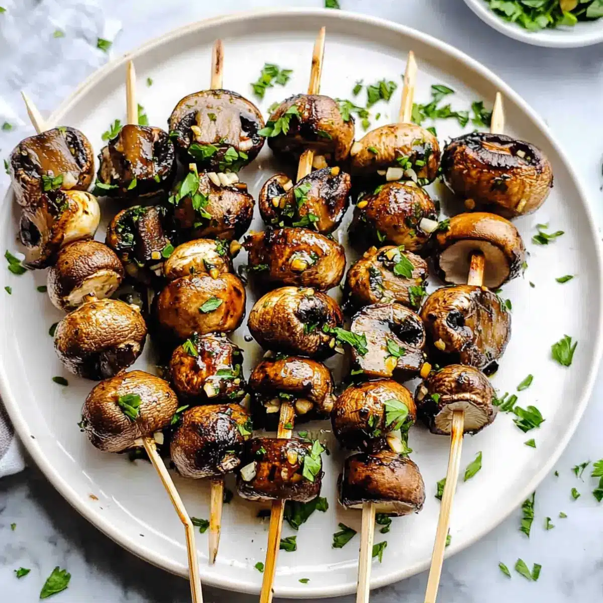 Grilled Garlic Mushroom Skewers
