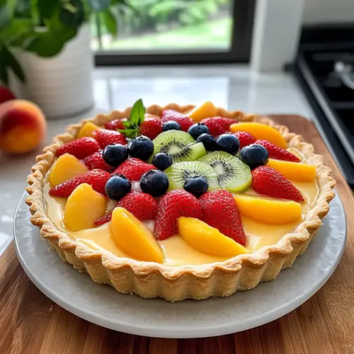 mothers day Fresh Fruit Tart with Vanilla Custard