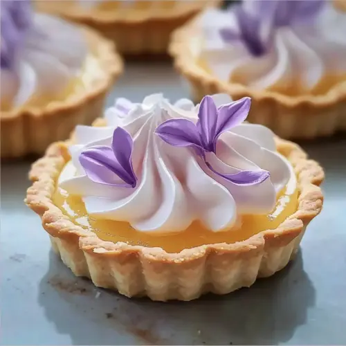 mothers day Mini Lemon Tart with Lilac Meringue