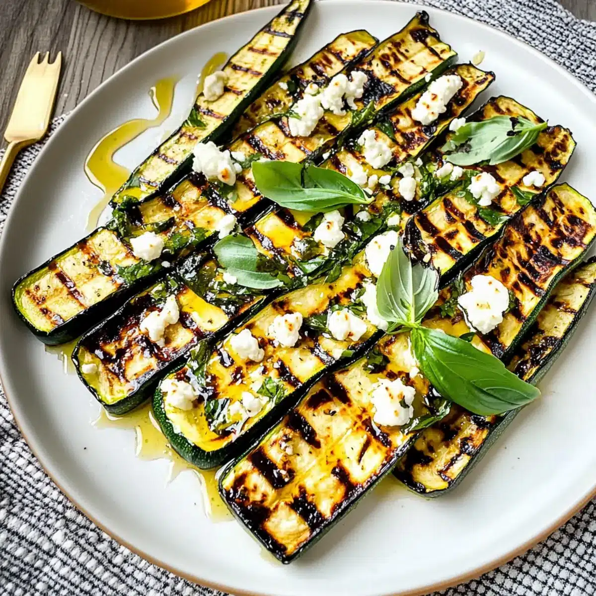 Grilled Zucchini With Goat Cheese, Basil & Honey