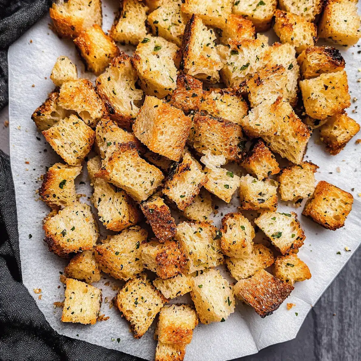Homemade Garlic Sourdough Croutons