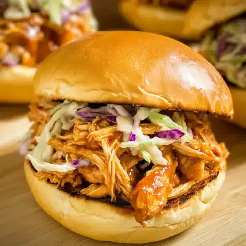 Barbecue Pulled Chicken Sliders with Coleslaw