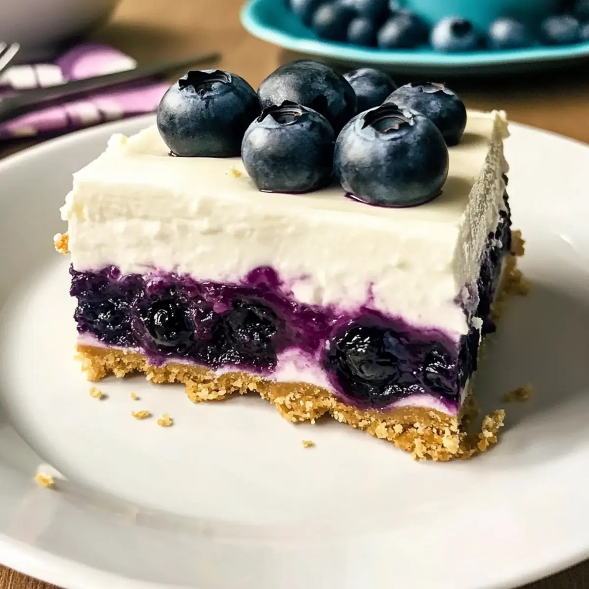 No-Bake Blueberry Cheesecake Bars