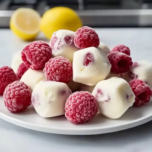 Lemon Raspberry Frozen Yogurt Bites