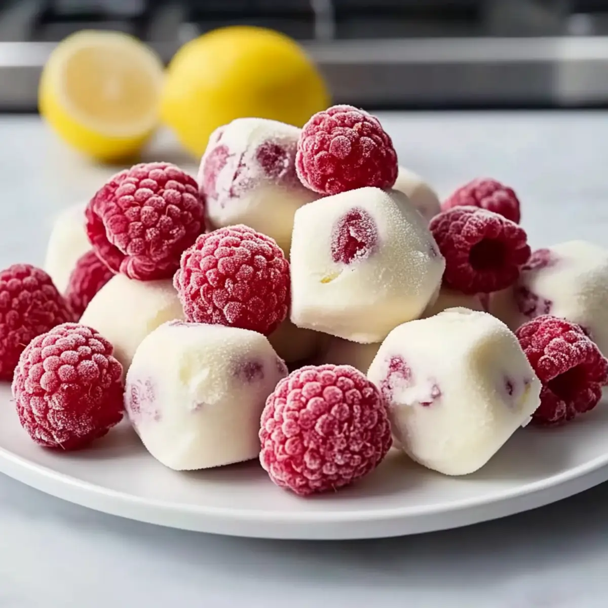 Lemon Raspberry Frozen Yogurt Bites