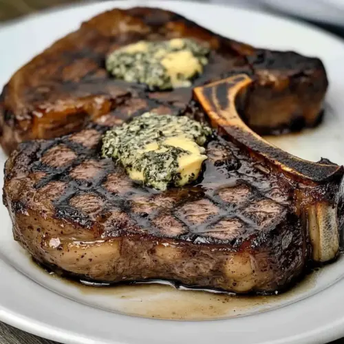 Marinated Herb Butter T Bone Steaks