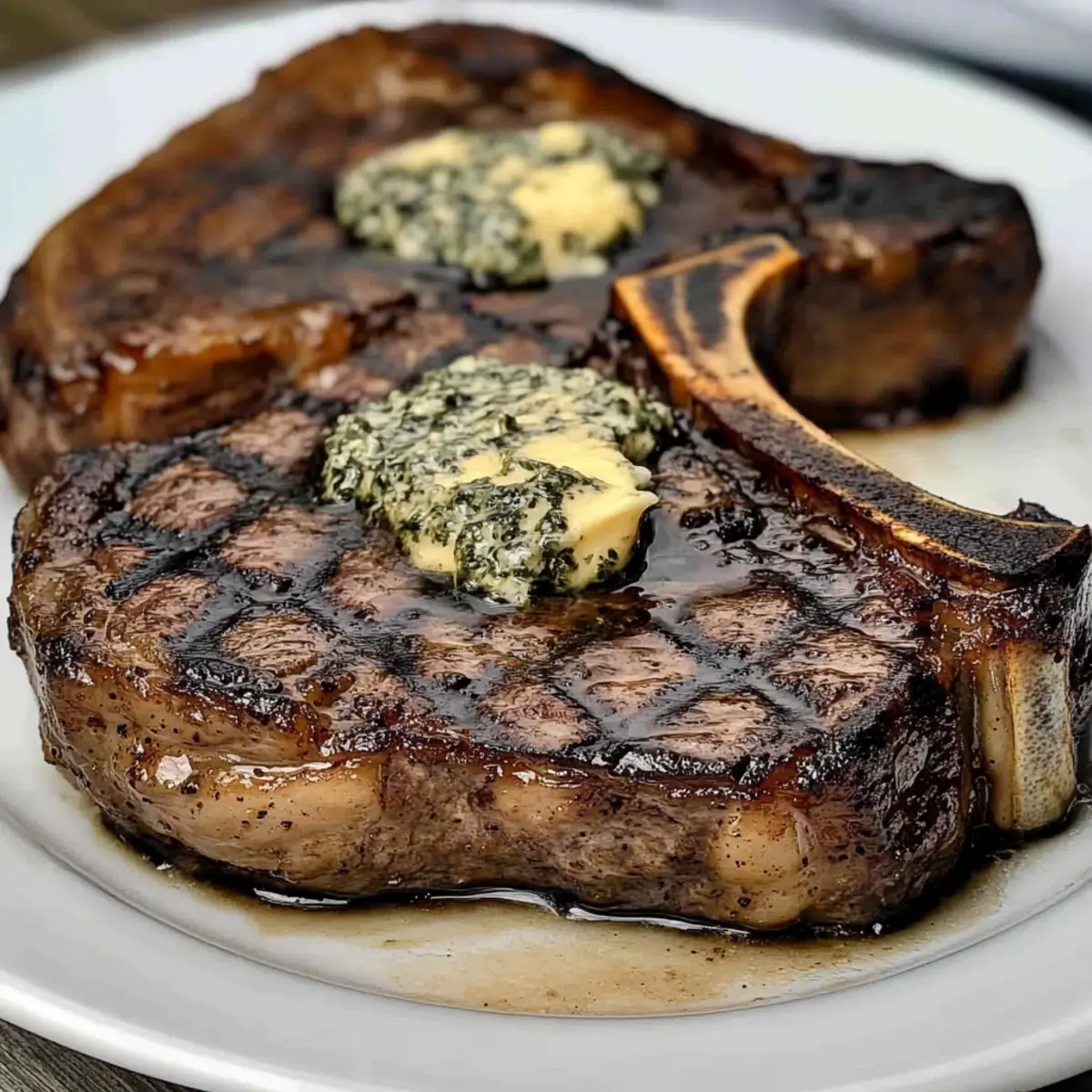 Marinated Herb Butter T Bone Steaks