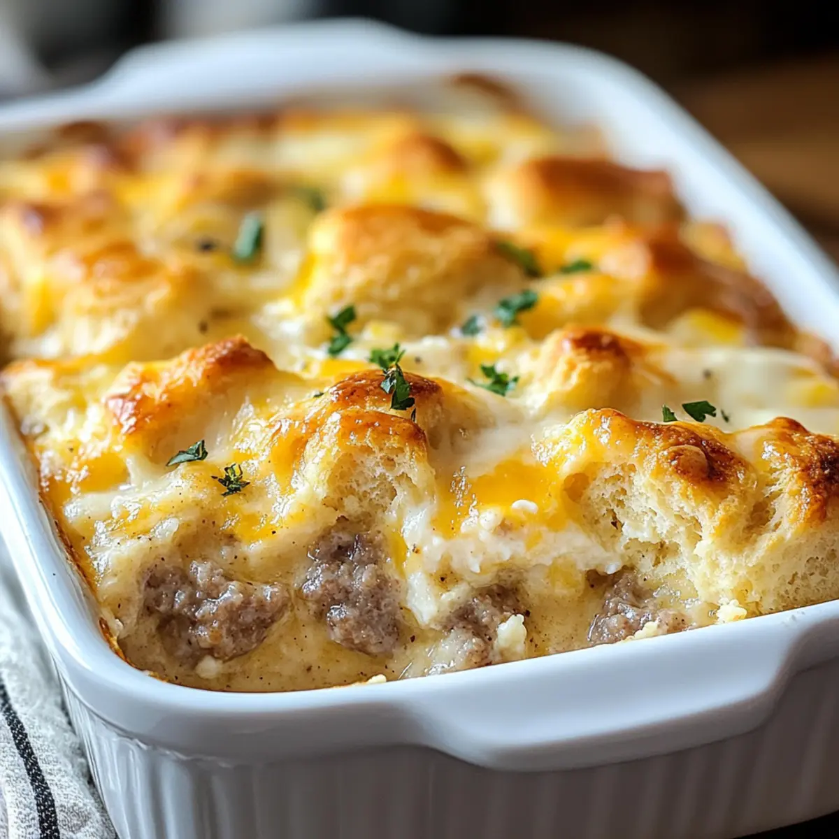 Biscuits and Gravy Breakfast Casserole