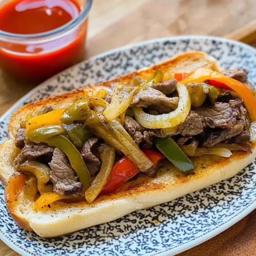 Phillly Cheesesteak on Garlic Bread