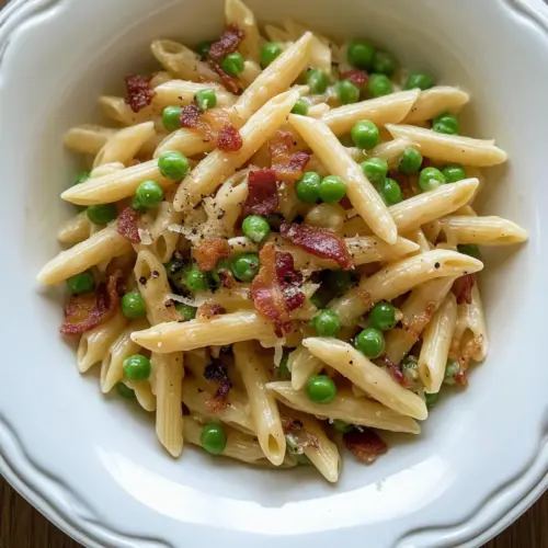 Penne Pasta, Peas and Bacon