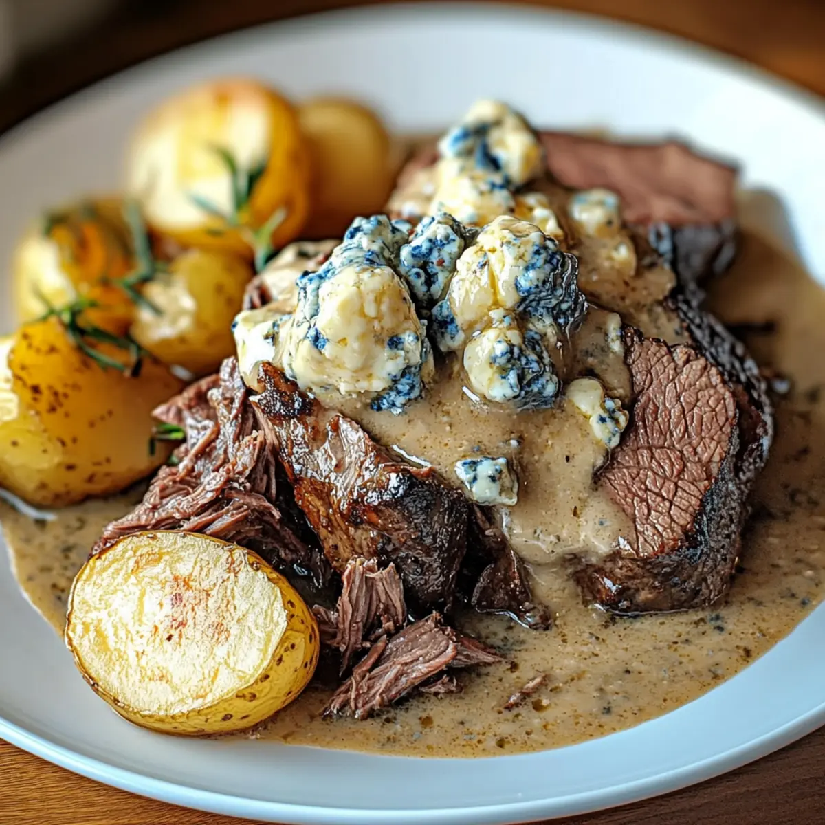 Steakhouse Pot Roast with Blue Cheese Gravy