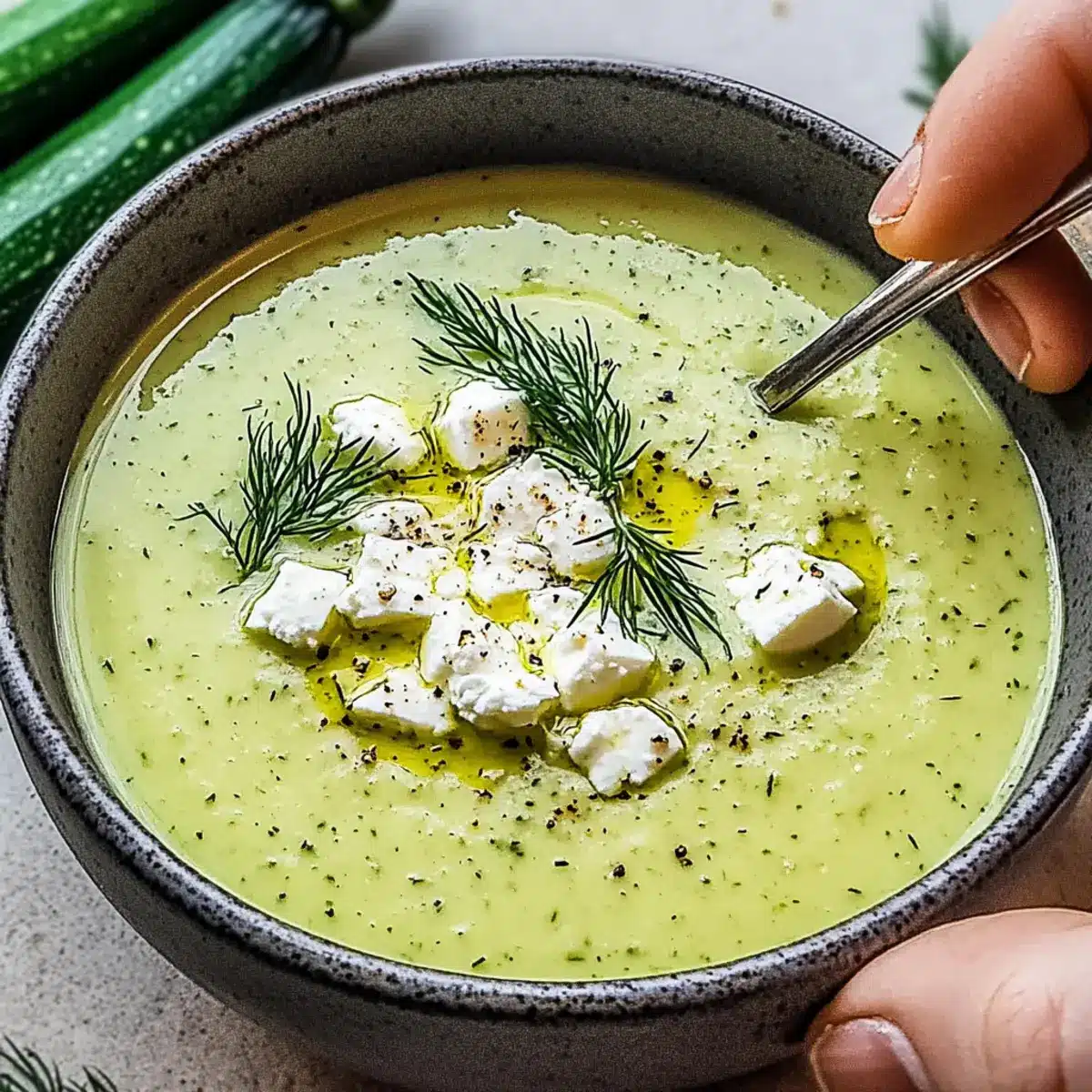 Roasted Zucchini Soup with Feta