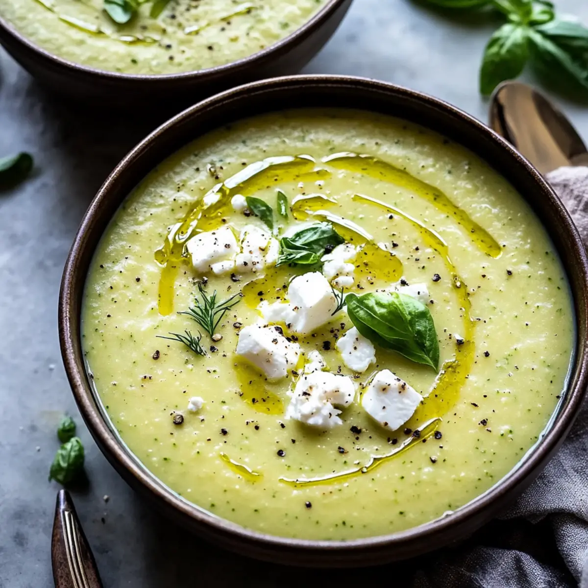 Roasted Zucchini Soup with Feta