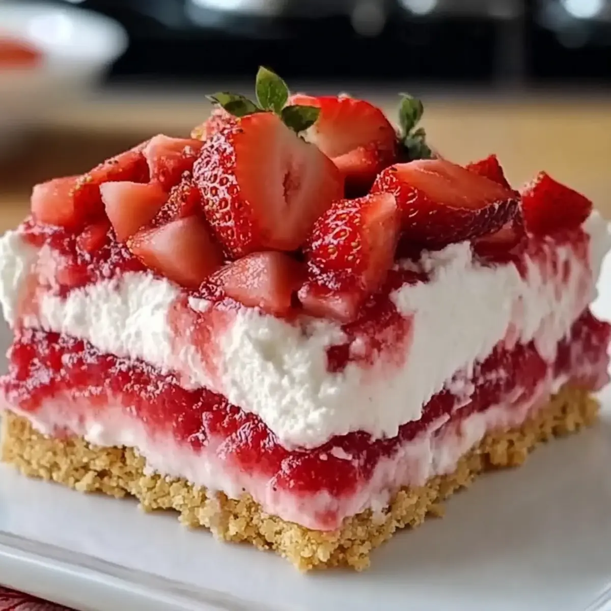 No Bake Strawberry Lasagna