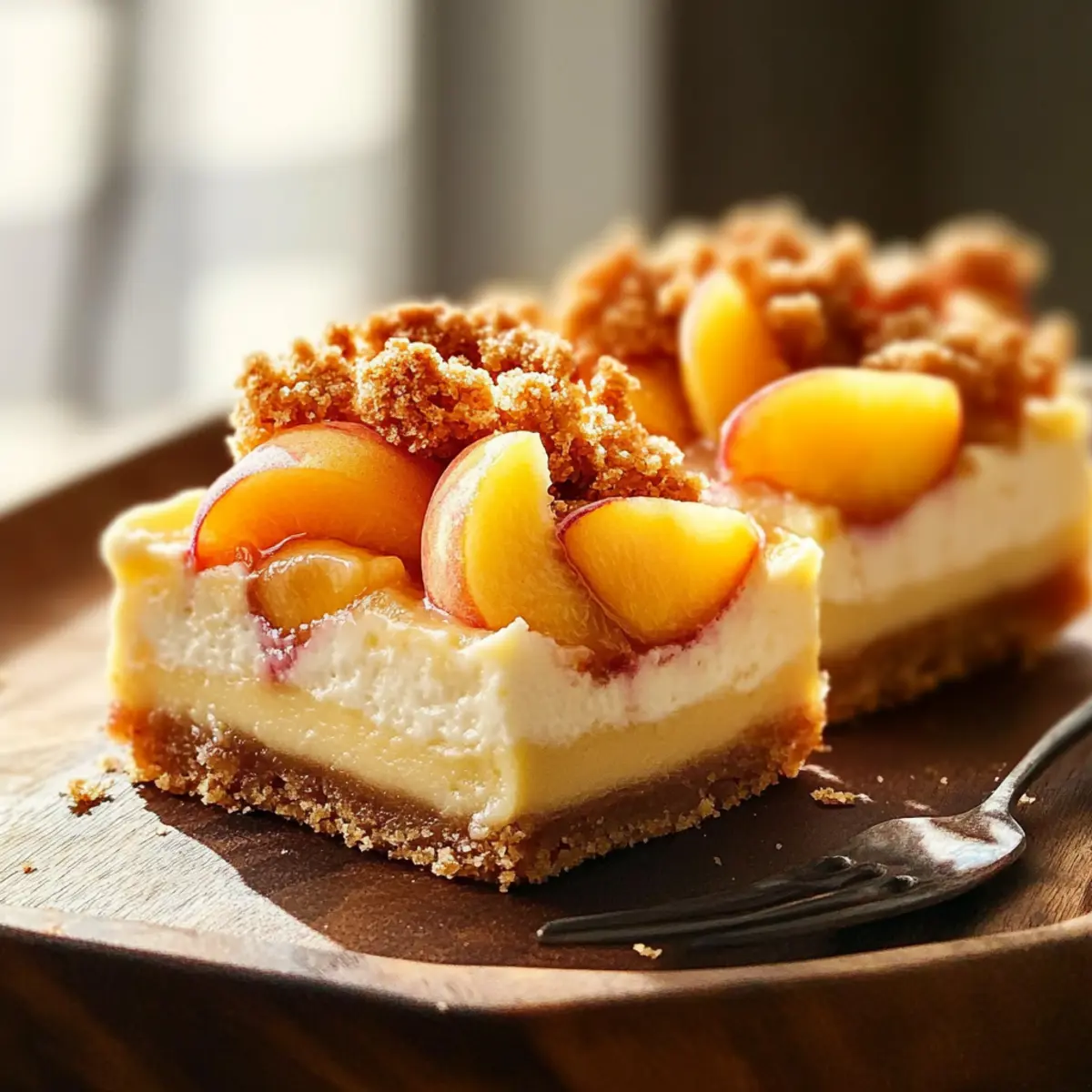 Peach Cobbler Cheesecake Bars