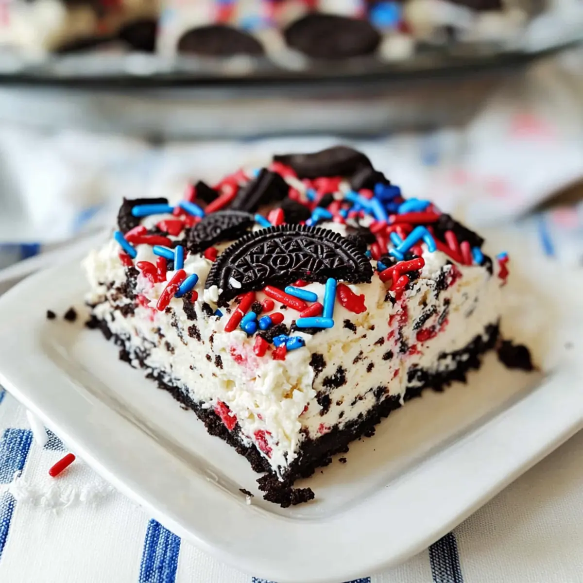 No Bake Fireworks Oreo Cheesecake Bars