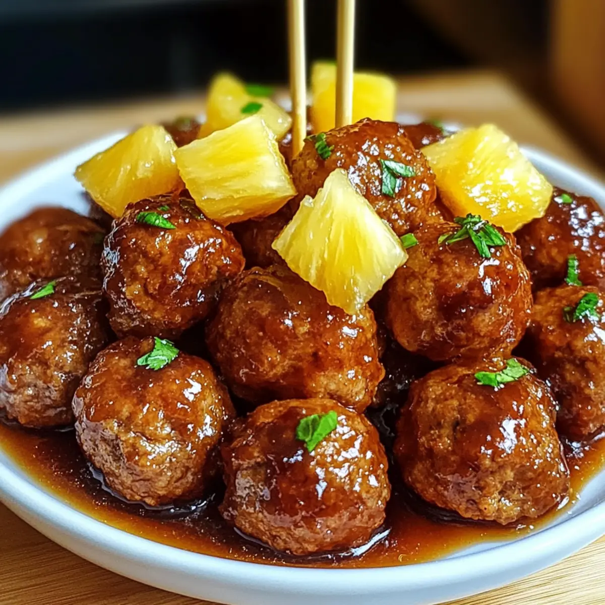 Pineapple Brown Sugar Meatball Bites