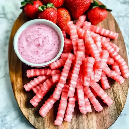 Watermelon Fries with Strawberry Yogurt Dip