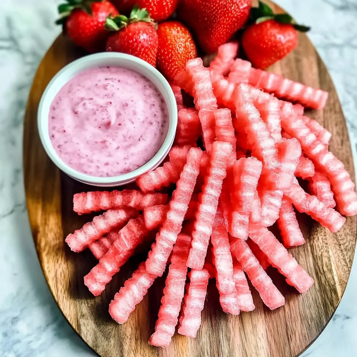 Watermelon Fries with Strawberry Yogurt Dip
