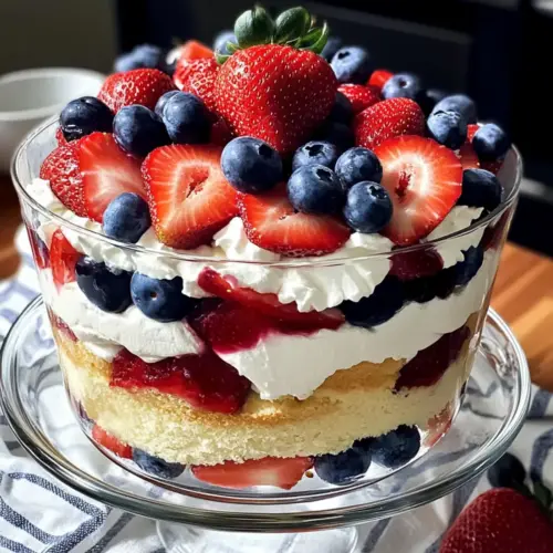 Red, White and Blue Strawberry Shortcake Trifle